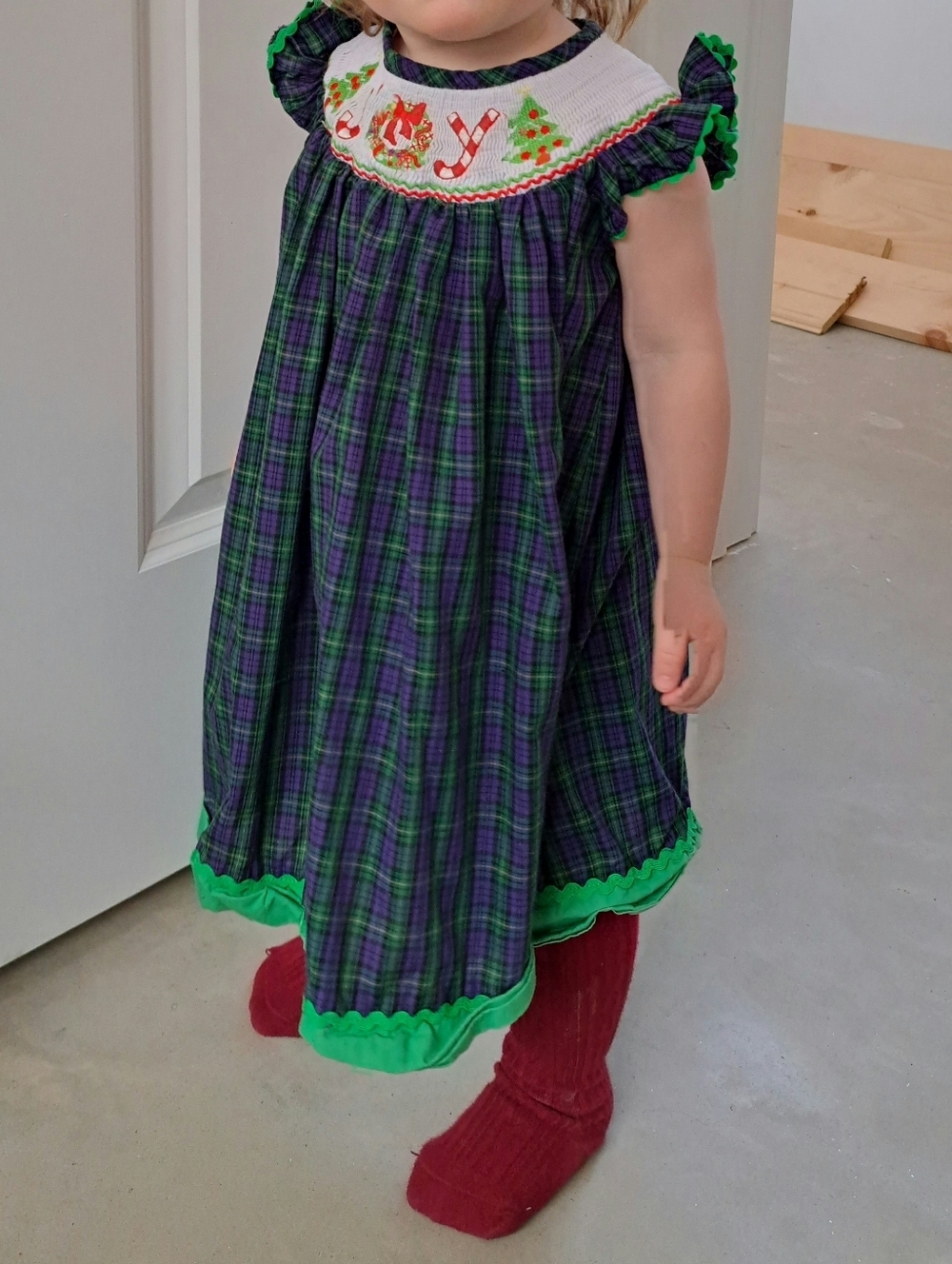 TRISH SCULLY Plaid Smocked Holiday Dress Baby Toddler Girl 12-18 months